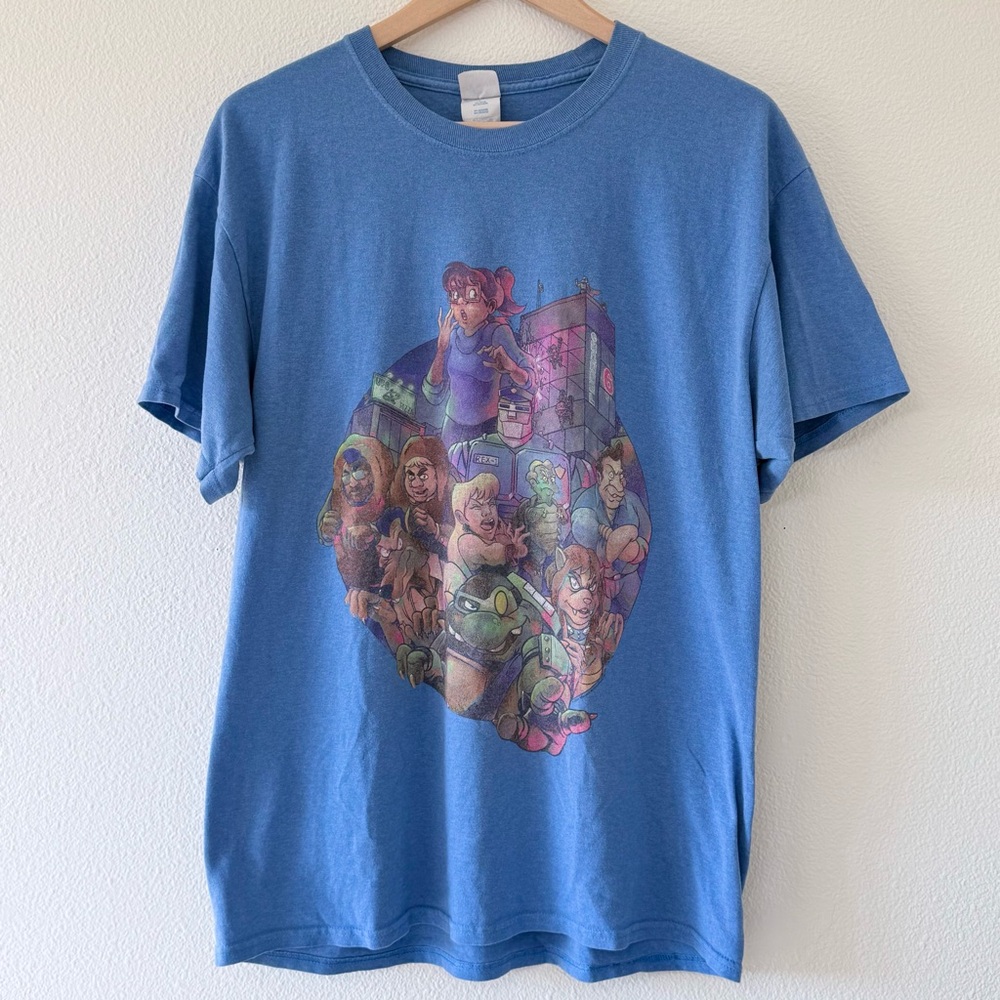Teenage Mutant Ninja Turtles TMNT Cat Woman Channel 6 Blue T-Shirt Size Large